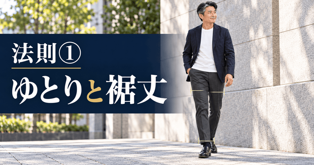 法則① 太もものゆとりと裾丈を整える