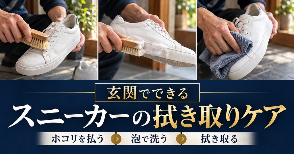 水洗い不要！玄関で5分で完結するスニーカー洗浄手順