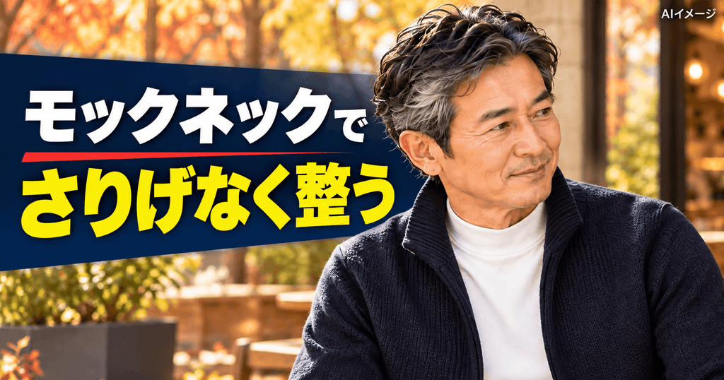 モックネックで、いつものインナーに小さな変化を