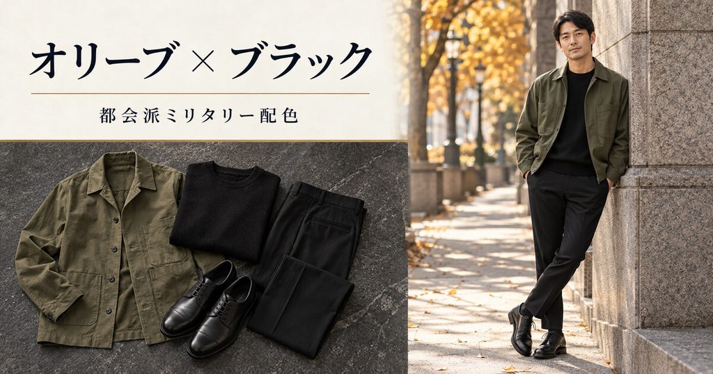 ルール3：オリーブ×ブラックで作る「都会派ミリタリー配色」