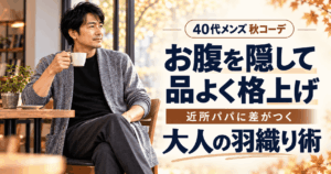 40代メンズ秋コーデ！お腹隠しと近所パパに差がつく格上げ羽織り