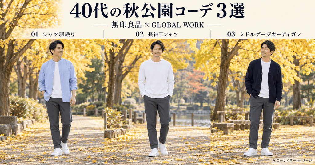 秋の公園コーデは「共通のパンツ＋羽織り」で考える